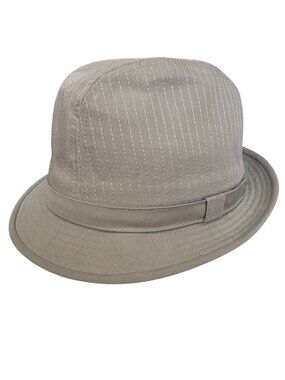 Beige Pinstripe Fedora Hat Lightweight Casual Design Dorfman Pacific Size Large